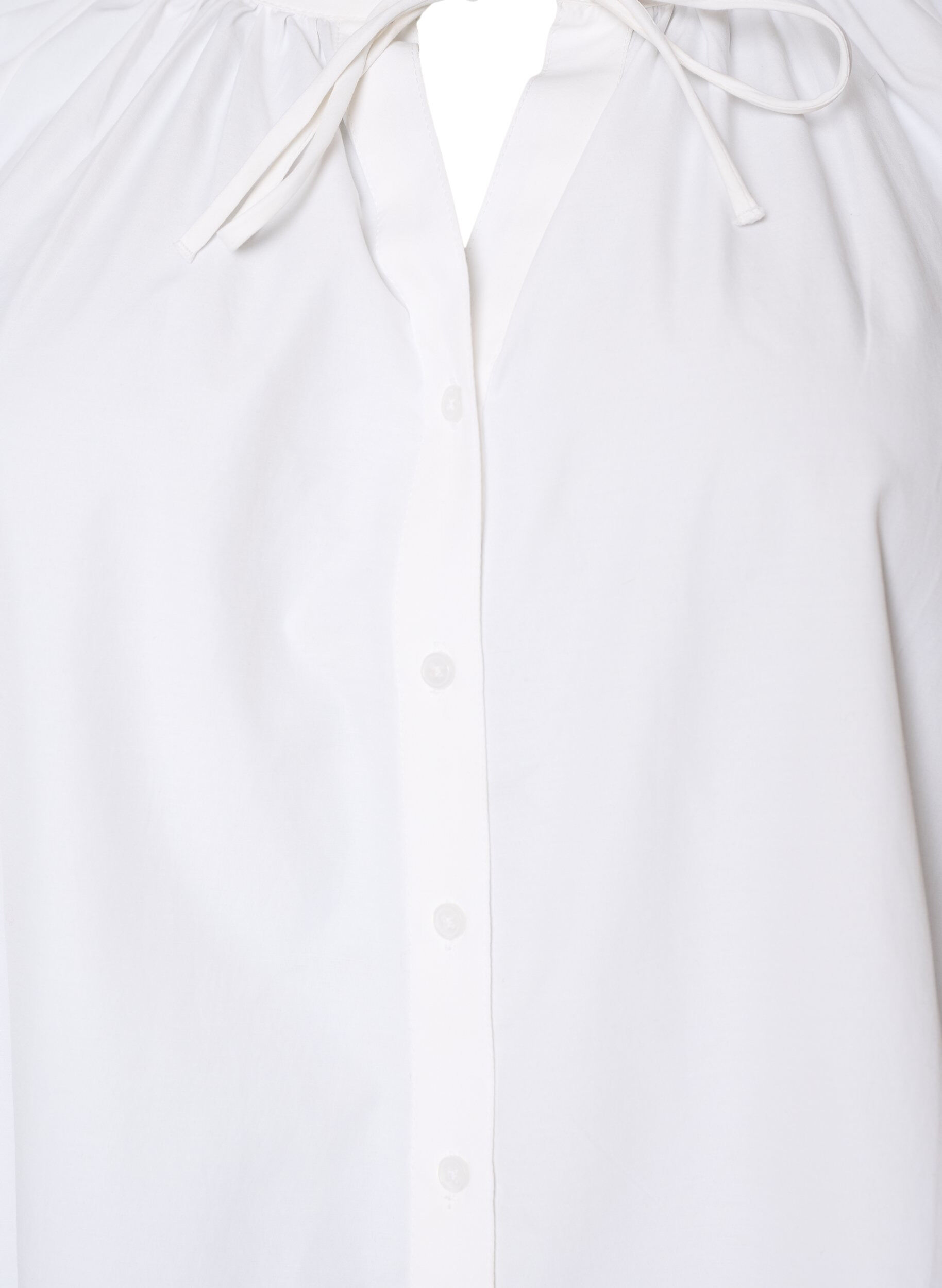 ZizzifashionShirt blouse with button fastening and tie-belt, White, Packshot image number 2