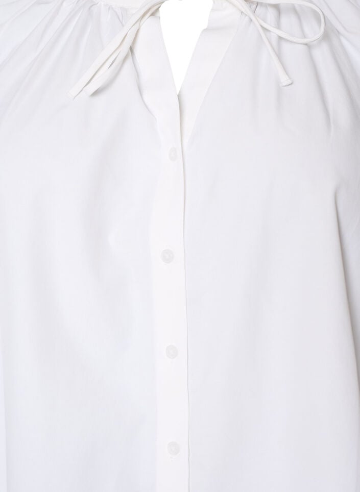Shirt blouse with button fastening and tie-belt, White, Packshot image number 2