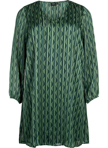 Long-sleeved dress with V-neck and print, Scarab AOP, Packshot image number 0