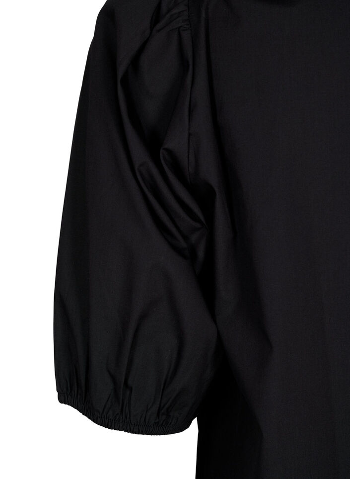 Short-sleeved blouse with lace detail, Black, Packshot image number 3