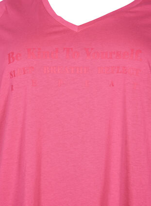 Cotton pyjama t-shirt with print, Hot Pink w. Be, Packshot image number 2