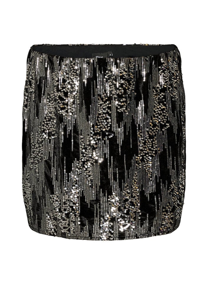 Short sequin skirt, Black, Packshot image number 0