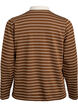 Striped polo shirt with zipper, Brown, Packshot image number 1