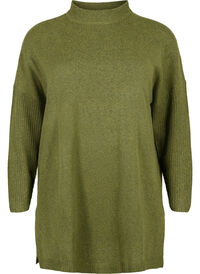 Melange knit sweater with slit