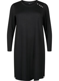 Long-sleeved jersey dress with button detail