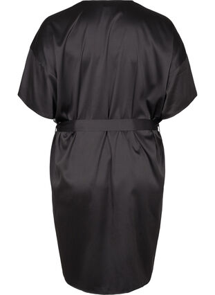 Short-sleeved dressing gown, Black, Packshot image number 1