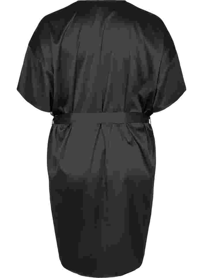 Short-sleeved dressing gown, Black, Packshot image number 1