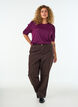 Blouse with button detail and short puff sleeves, Dark Bordeaux, Model image number 1