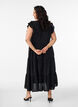 Sleeveless midi dress in linen and viscose with ruffles, Black, Model image number 1