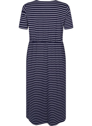 Striped midi dress in cotton with short sleeves, Night Sky Stripe, Packshot image number 1