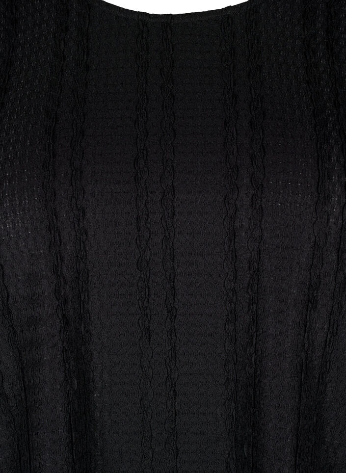Long-sleeved blouse with texture, Black, Packshot image number 2