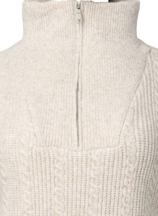 Sweater in cable knit with zipper, Pumice Stone Mel., Packshot image number 2