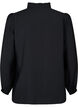 Viscose shirt blouse with ruffle collar, Black, Packshot image number 1