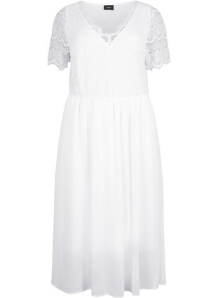 Party dress with lace and an empire waist, Bright White, Packshot image number 0