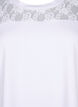 Short-sleeved cotton t-shirt with lace, Bright White, Packshot image number 2