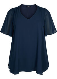 V-neck blouse with short sleeves