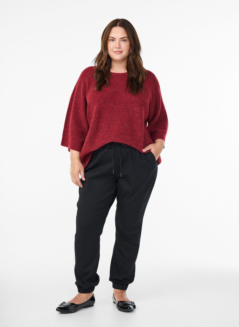 Denim joggers with pockets, Black, Model image number 0