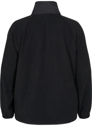 Sports fleece jacket with high neck and pockets, Black, Packshot image number 1