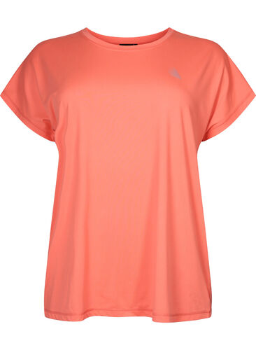 Short sleeved workout t-shirt, Living Coral, Packshot image number 0