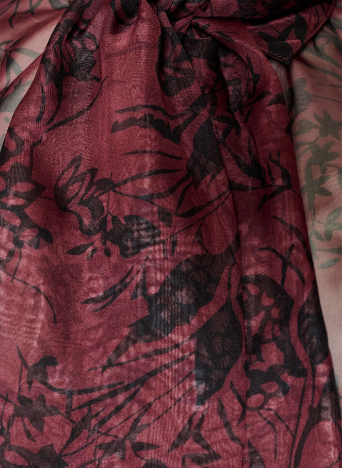 Sheer shirt blouse with floral pattern and tie detail, Dark Bordeaux, Packshot image number 2