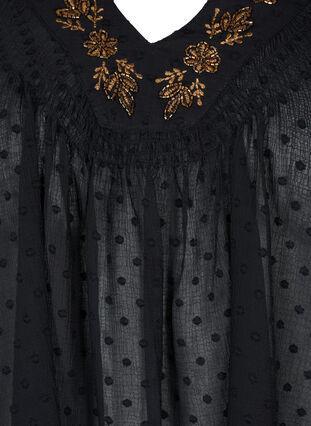 Dotted V-neck blouse with pearls, Black w. Cobber, Packshot image number 2