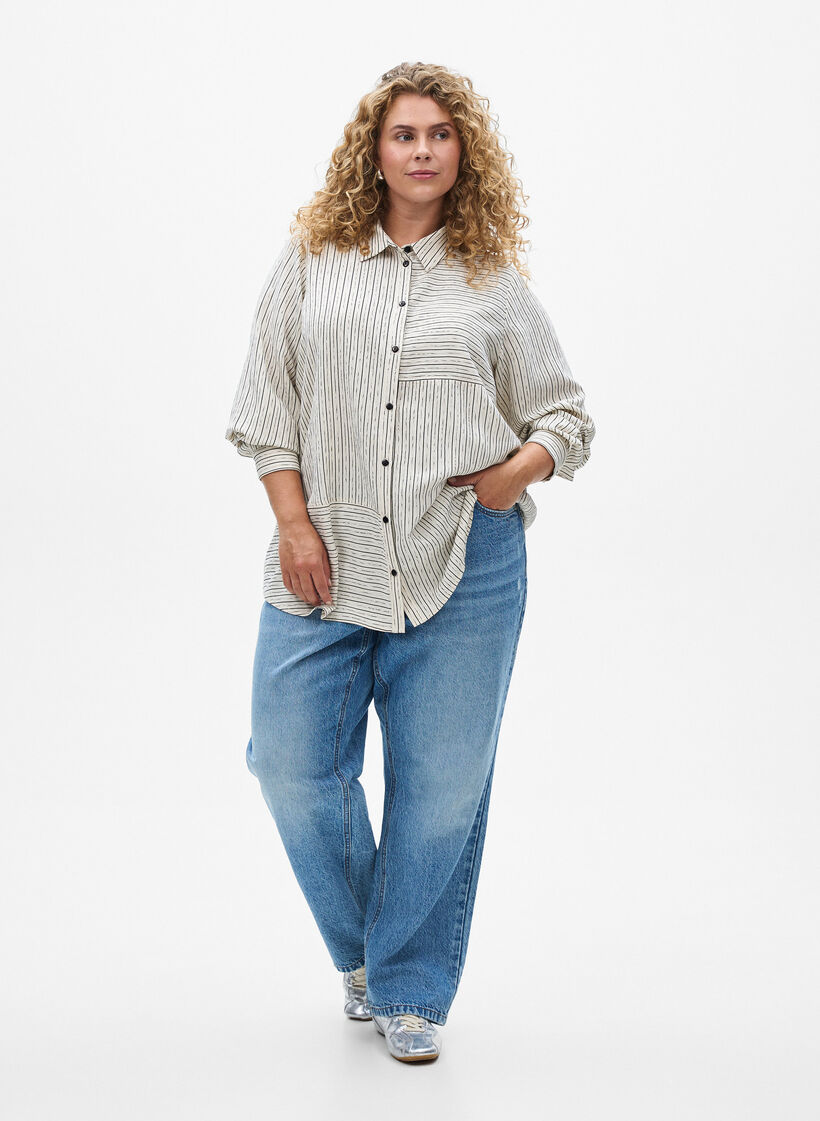 Shirt with striped pattern, White, Model image number 1