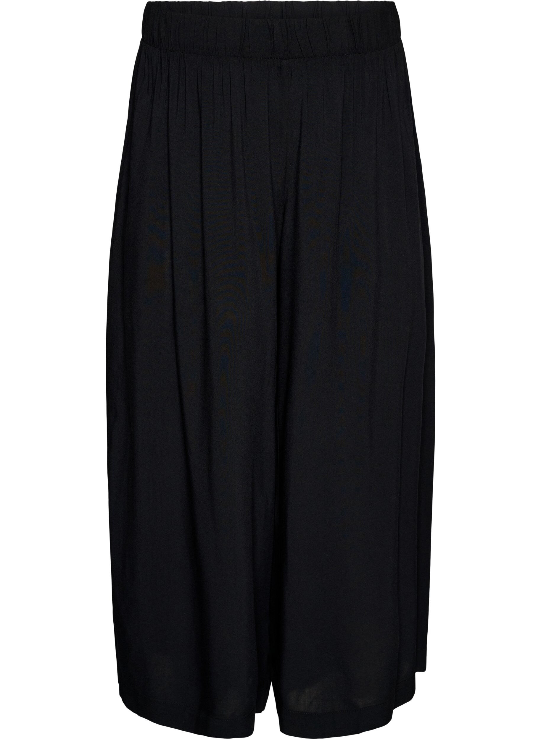 ZizzifashionCulottes in viscose with a high waist and wide legs, Black, Packshot image number 0