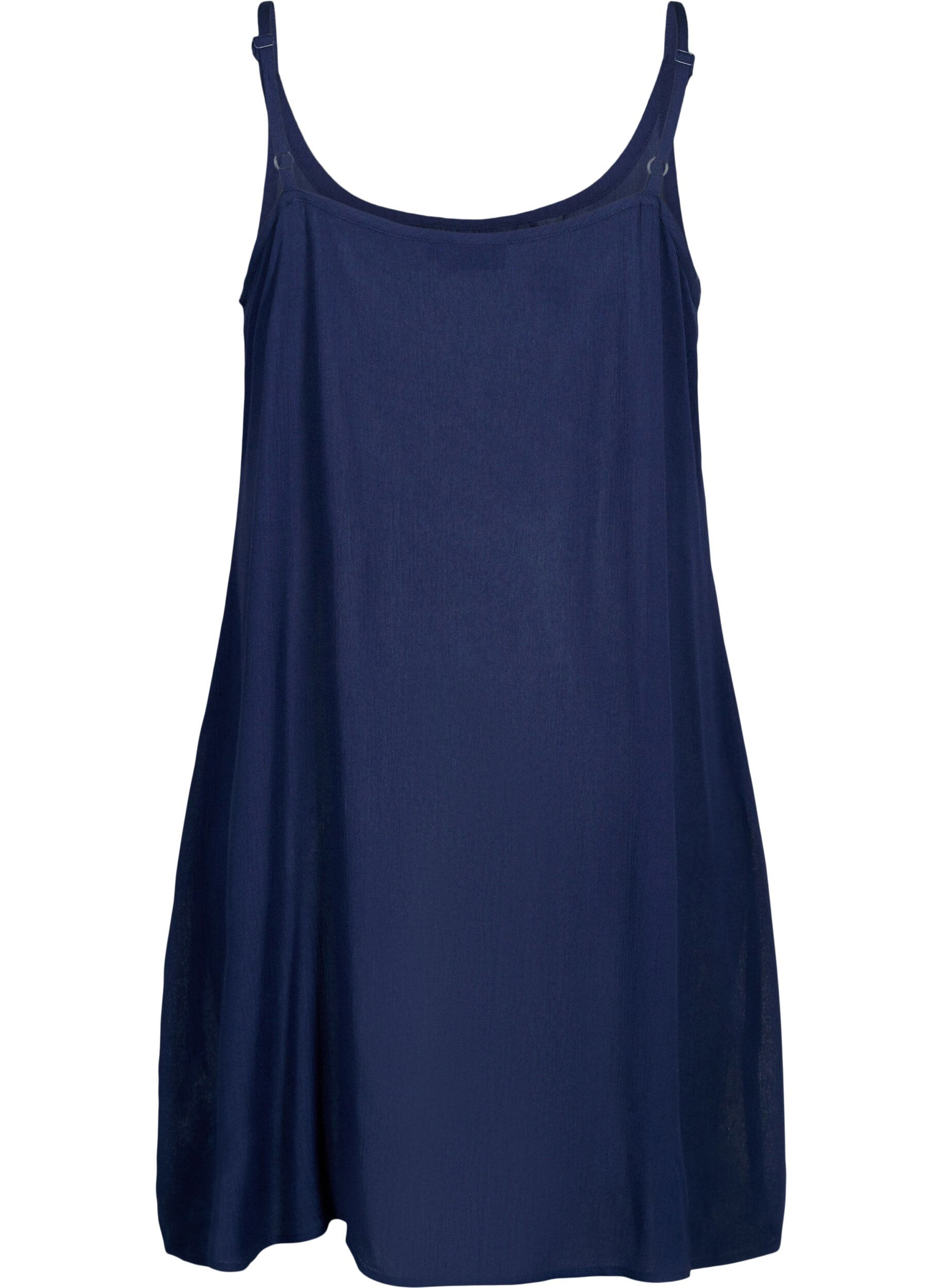 Zizzifashion Solid colour strap dress in viscose, Blue, Packshot image number 1
