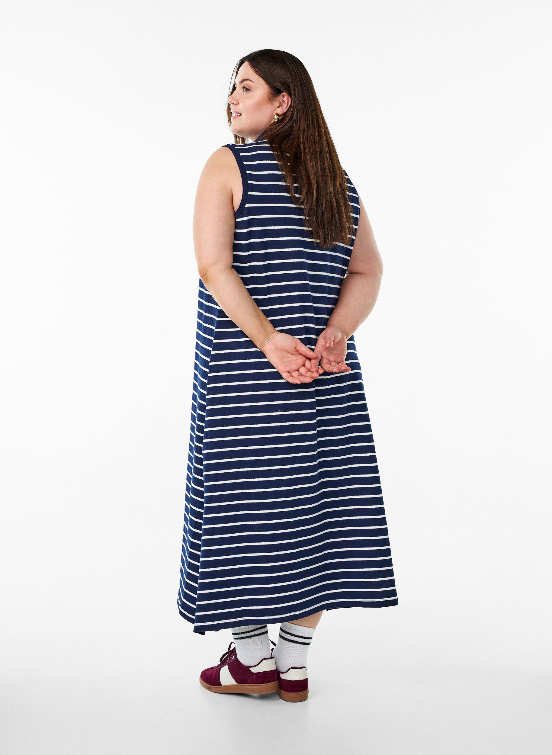 Zizzifashion Sleeveless polo dress in midi length, Blue, Model image number 1