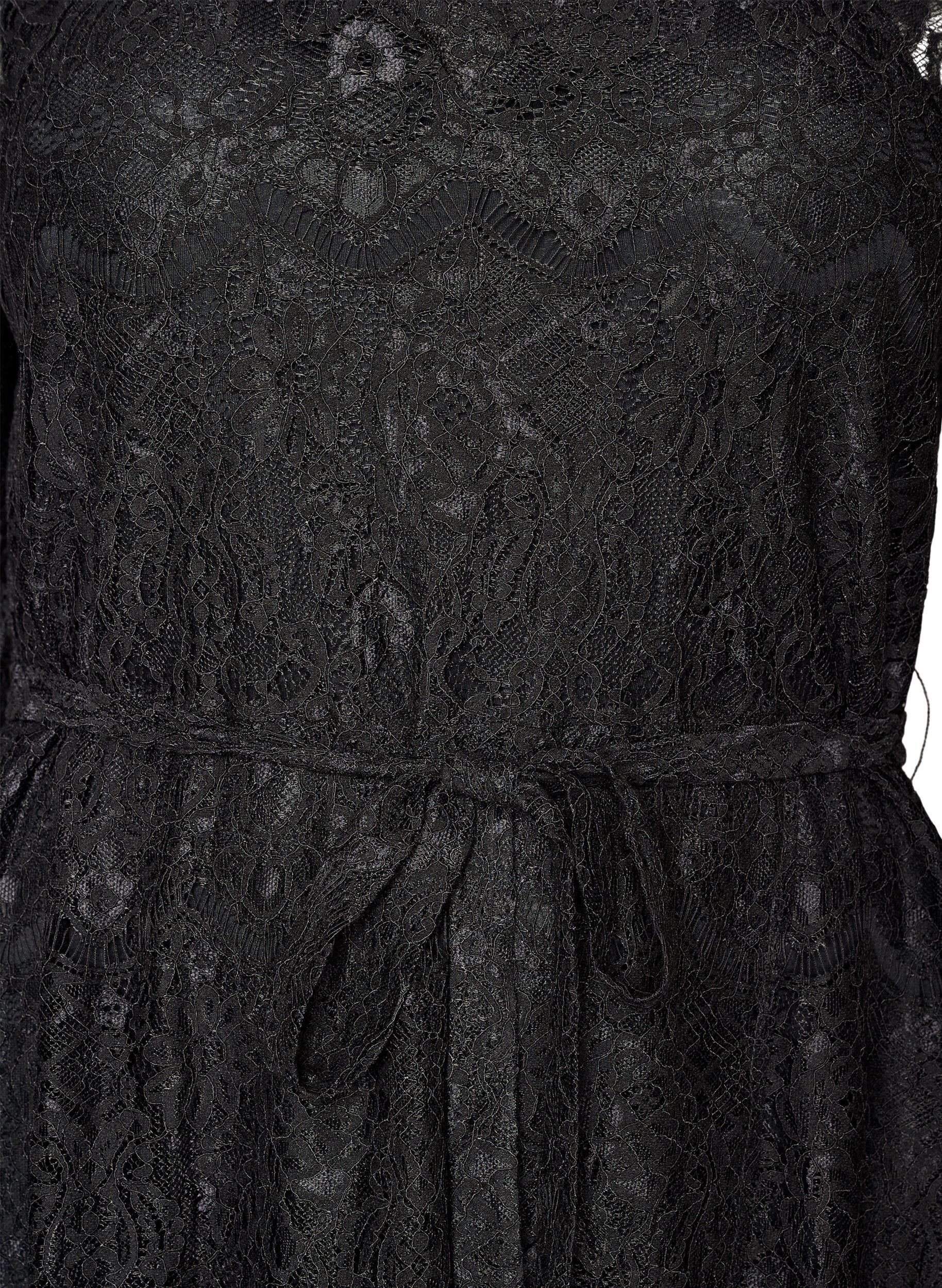 ZizzifashionLace dress with wrap skirt and ruffles, Black, Packshot image number 2