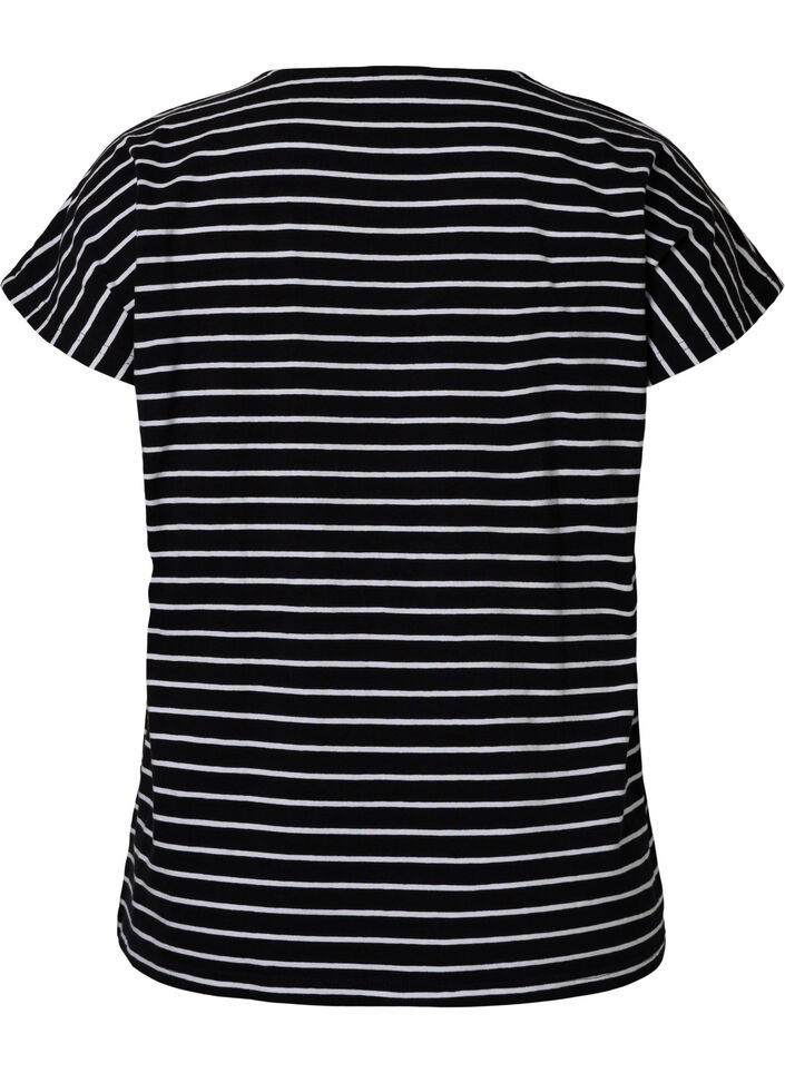 Cotton t-shirt with stripes, Black W. Stripe, Packshot image number 1