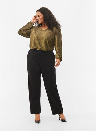 Top with glitter and long sleeves, Black Gold, Model image number 3