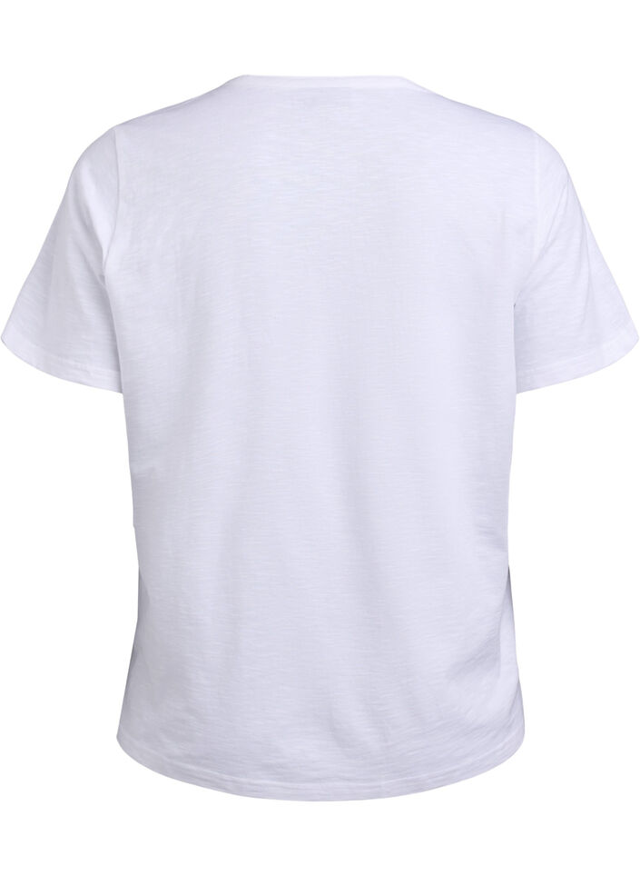 FLASH - T-shirt with button detail, White, Packshot image number 1