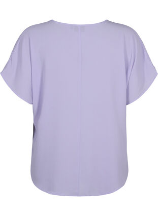 Blouse with short sleeves and a round neckline, Lavender, Packshot image number 1