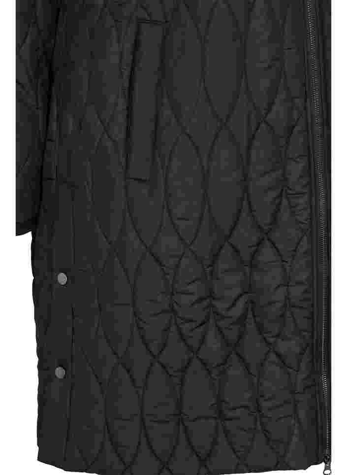 Quilted thermal jacket with zip and pockets, Black, Packshot image number 3