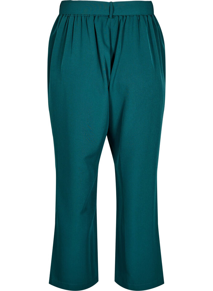 Loose trousers with high waist and tie belt, Green, Packshot image number 1