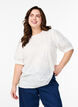 Short-sleeved blouse with embroidery and a round neck, White, Model image number 0