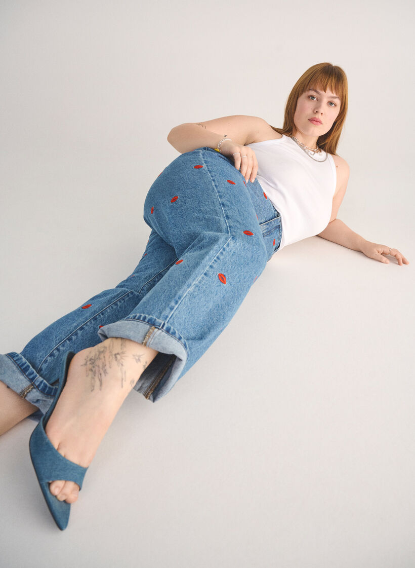 High-waisted Gemma jeans with lips, Blue, Image image number 0
