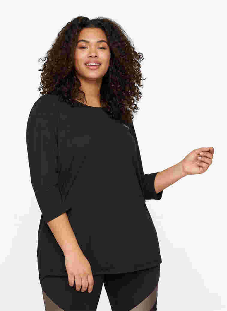 Sports top with 3/4 sleeves, Black, Model