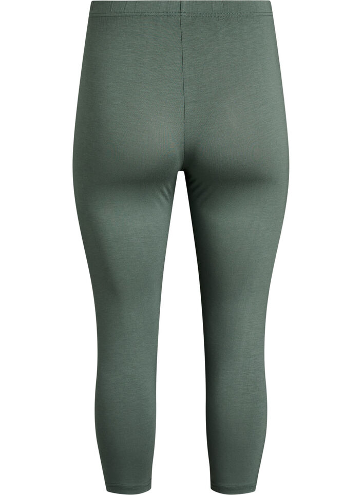 Basic 3/4 leggings in viscose, Green, Packshot image number 1