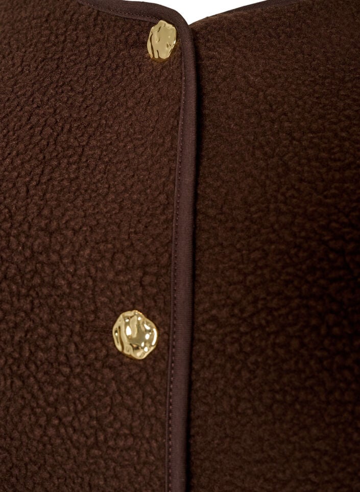 Teddy gilet with buttons and pockets, Brown, Packshot image number 2