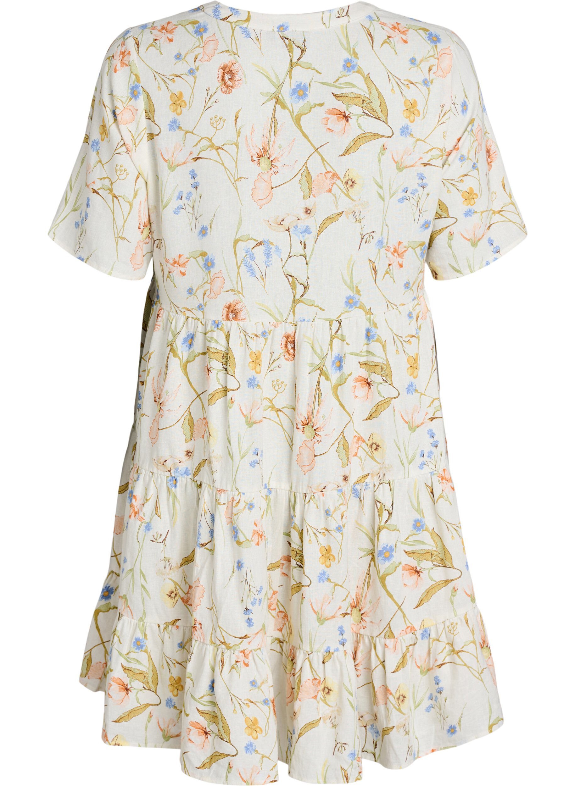 Zizzifashion Knee-length A-line dress in linen and viscose, Vanilla, Packshot image number 1