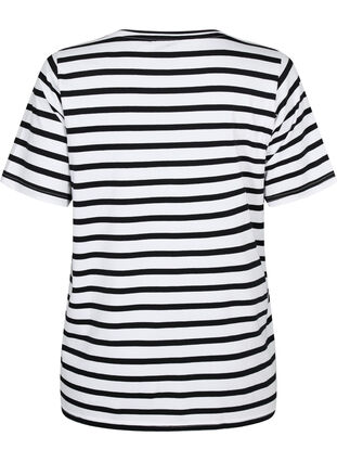 Striped T-shirt in organic cotton, Black Stripes, Packshot image number 1