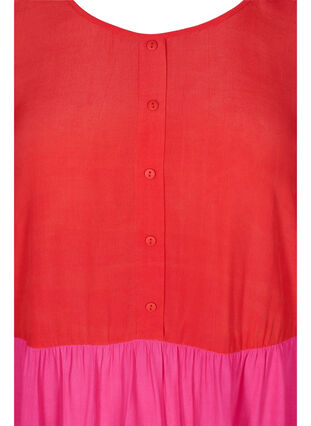 Viscose tunic with colour-block, Pink Block, Packshot image number 2