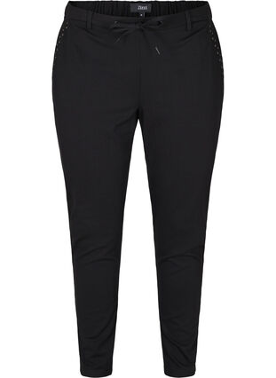 Cropped studded Maddison trousers, Black w Studs, Packshot image number 0