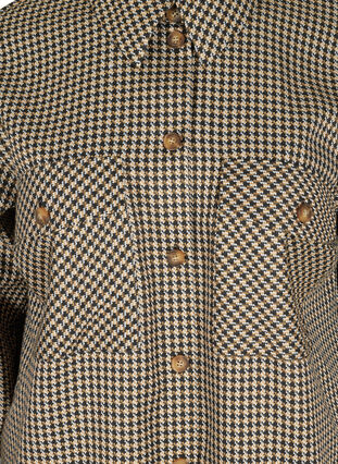 Long checkered shirt jacket with chest pockets, Houndstooth, Packshot image number 2