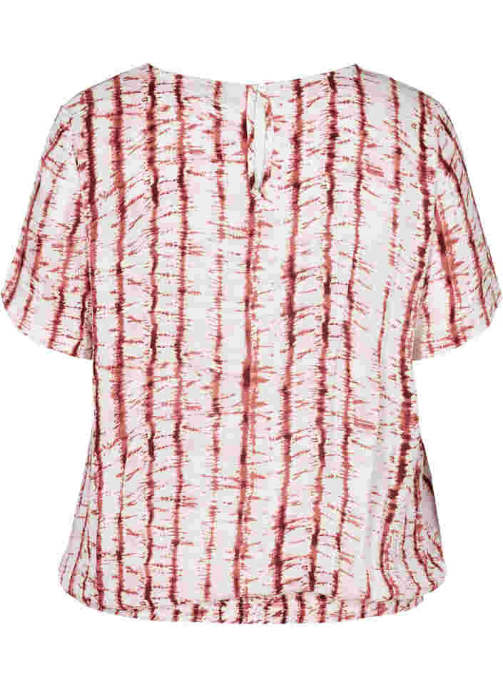 Viscose blouse with print and smock, TIE DYE PINK, Packshot image number 1