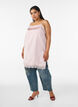 Long satin top with lace edges, Red, Model image number 3