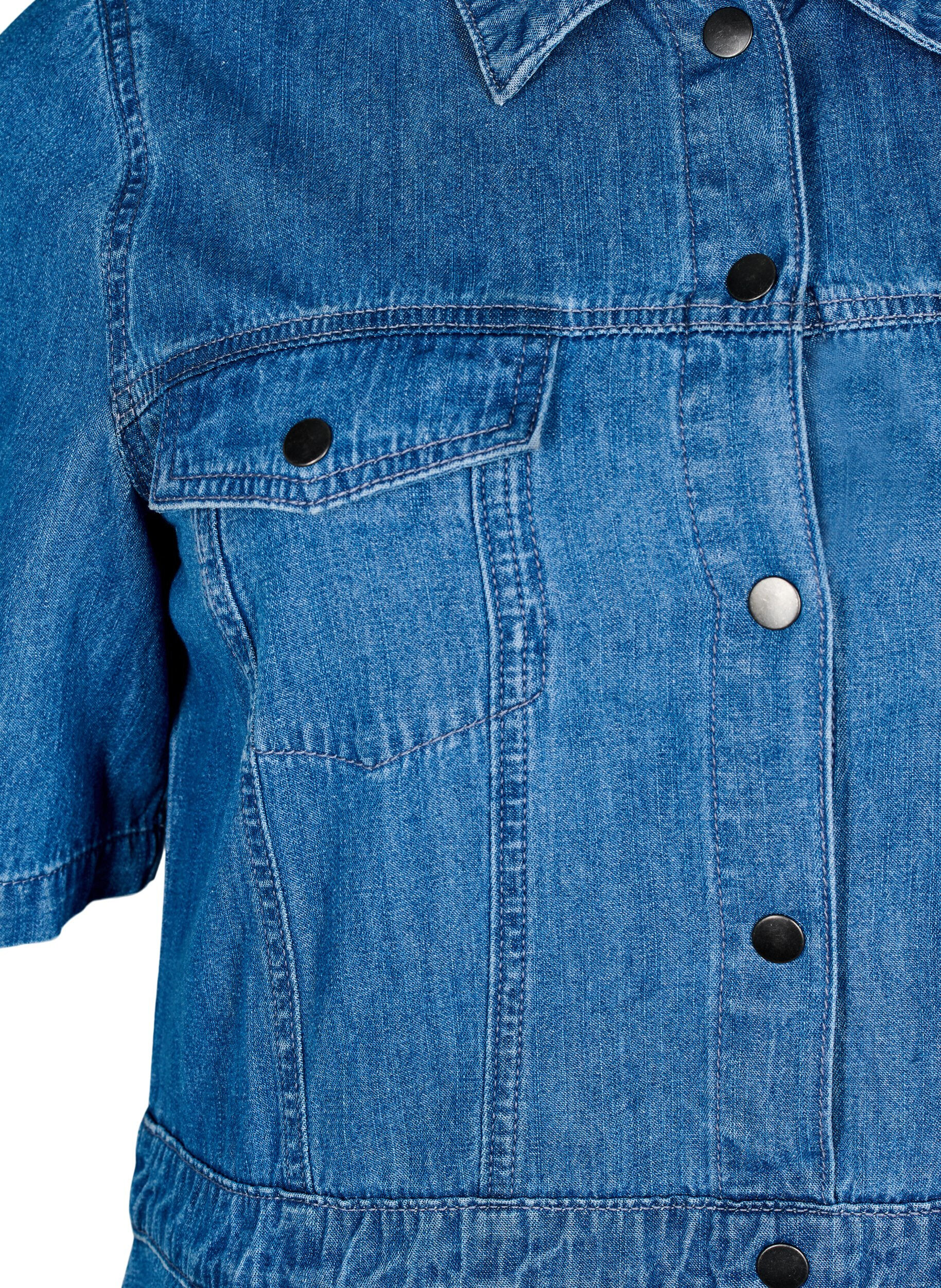 ZizzifashionMidi denim dress with buttons and short sleeves, Blue, Packshot image number 2