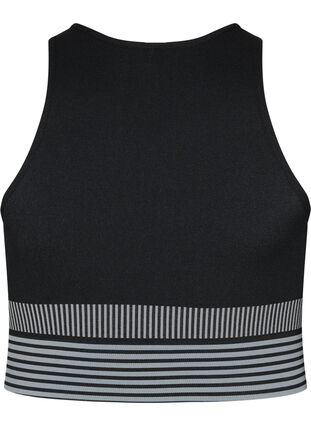 Sports bra with stripes, Black, Packshot image number 1
